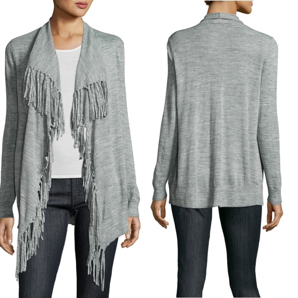 Rebecca Taylor Sweaters - Rebecca Taylor Fringe-Trim Open Front Cardigan S